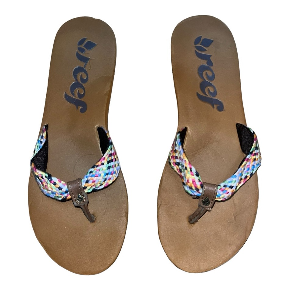 Reef Multicolor Braided Strap Brown Footbed Women's Sandals